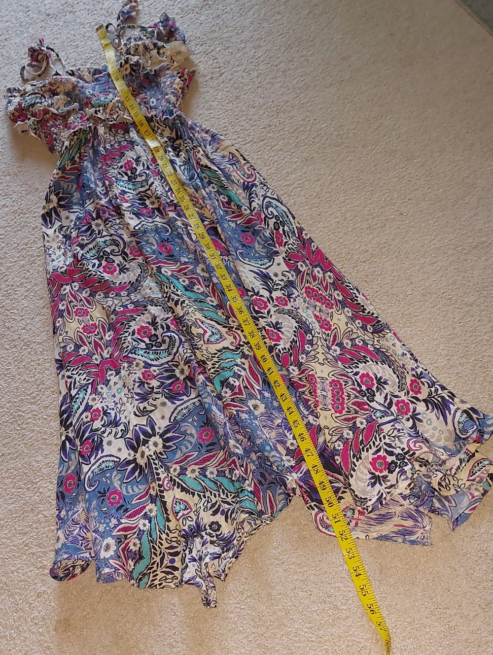 Anthropologie Smocked Multi-Color Gauze Criss-Cross Maxi Dress Sz S - Picture 14 of 15